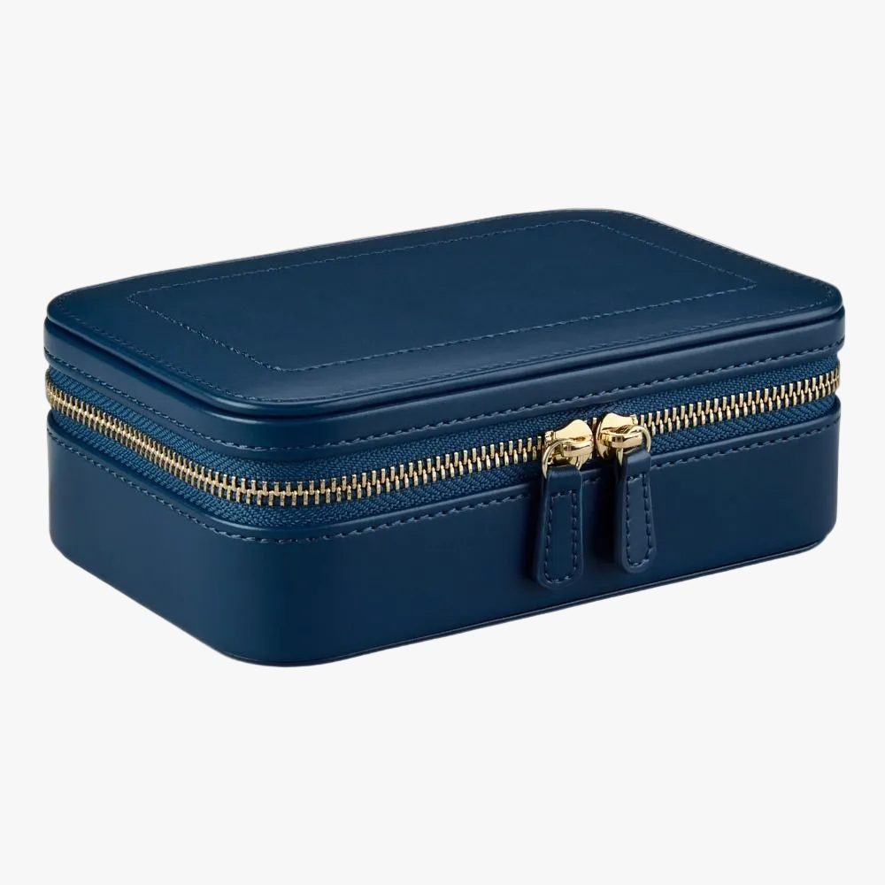 Sophia Navy Blue Travel Case with Floral Detail quality jewellery box