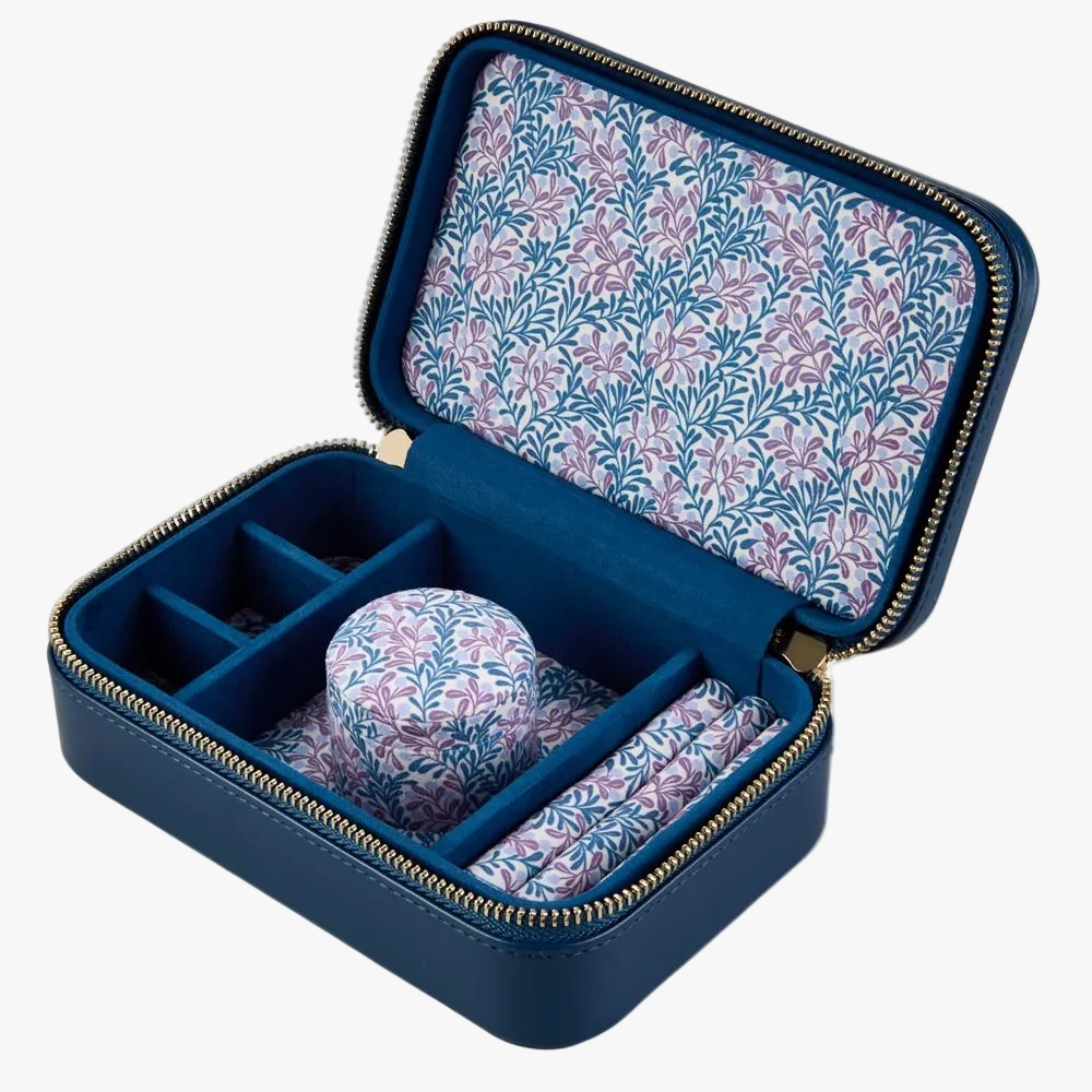 Sophia Navy Blue Jewellery Box with Floral Detail