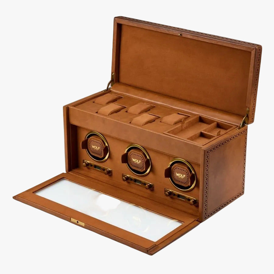 WOLF Brogue Watch Winder Box With Storage - Large at Orsini