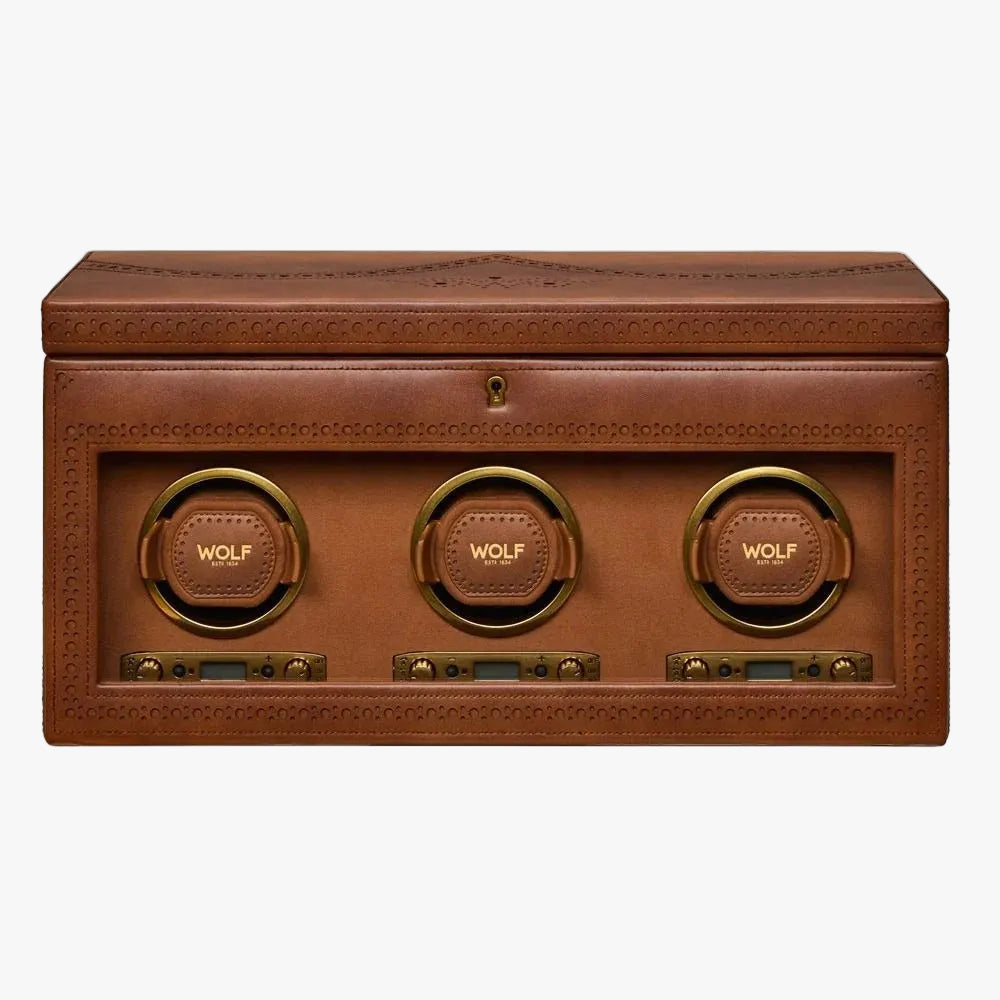 WOLF Brogue Watch Winder Box With Storage - Large at Orsini fine jewellery