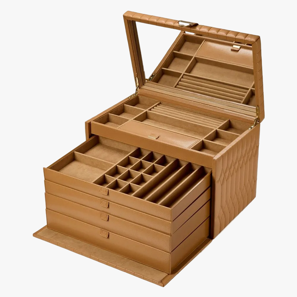 WOLF Lauren Extra Large Jewellery Box in Caramel beautiful quality jewellery box open draws
W349907