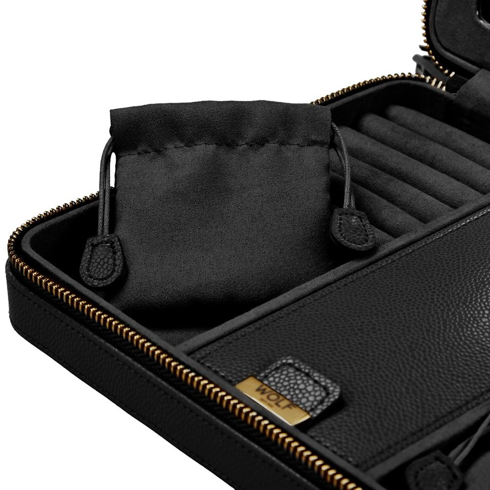 Lauren Jewellery Large Zip Case in Black, Jewellery Box