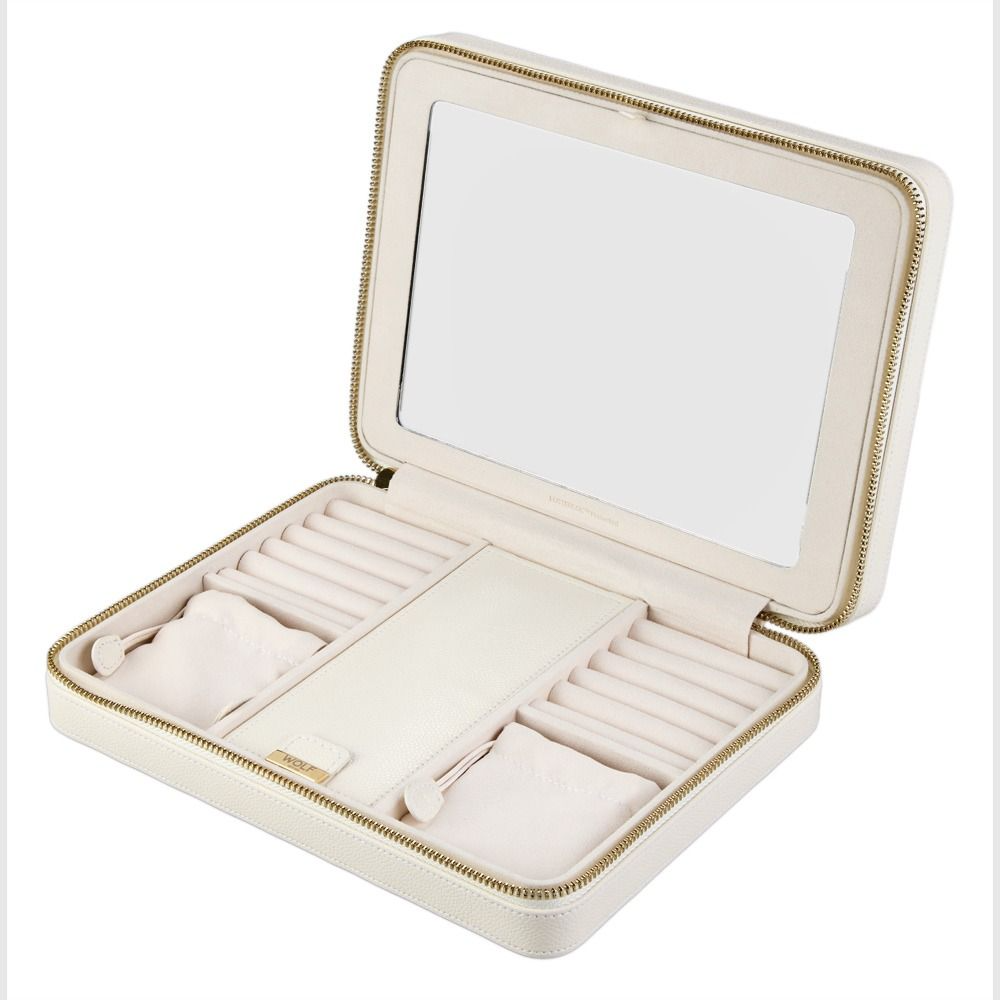 Lauren Jewellery Large Zip Case in Ivory, Jewellery Box