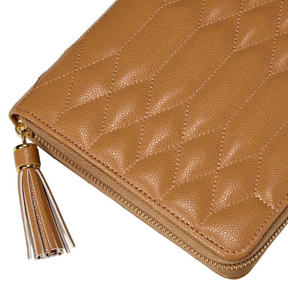 WOLF Lauren jewellery portfolio in caramel leather with elegant storage for rings, earrings and necklaces. Discover luxury jewellery travel accessories at Orsini.