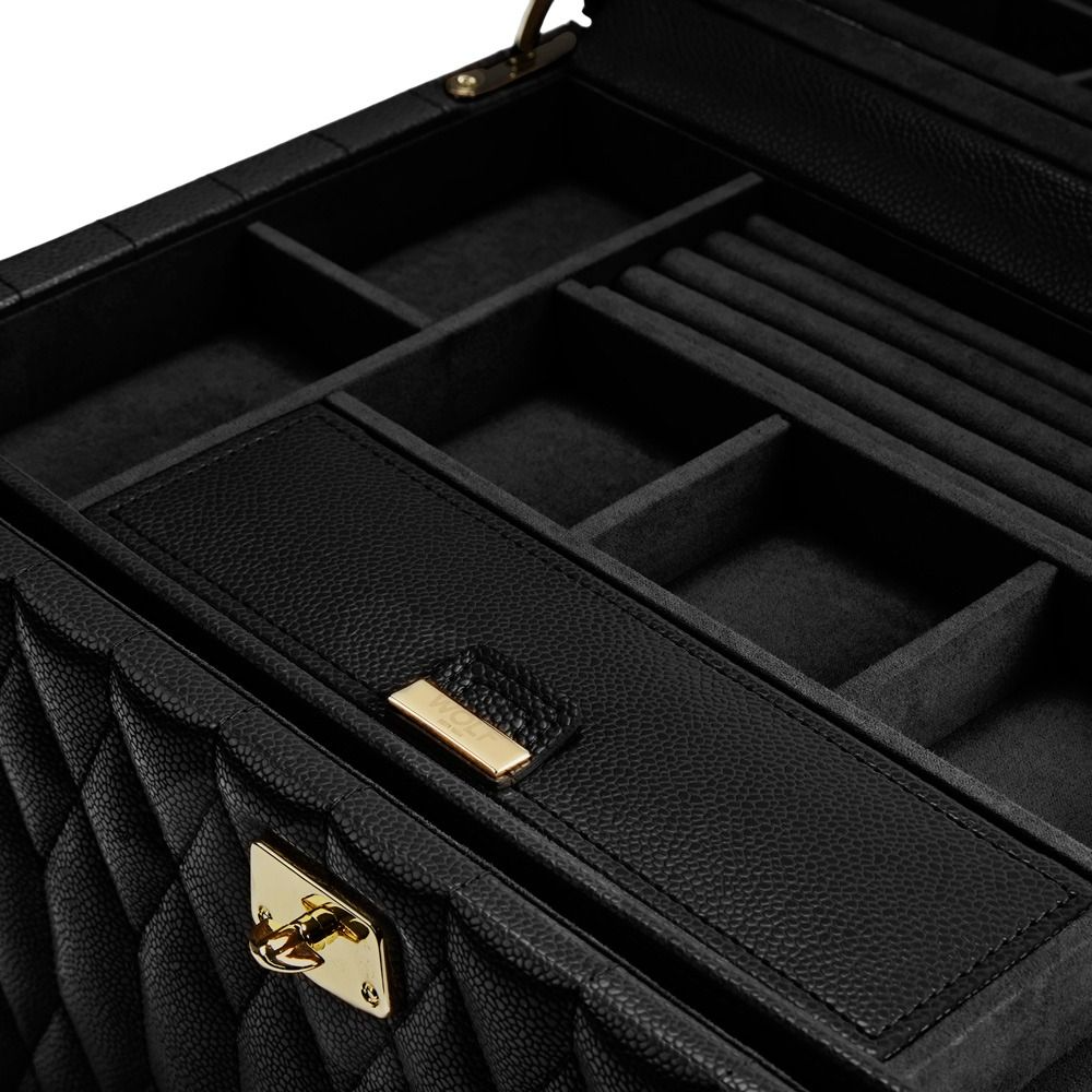 WOLF Lauren Large Jewellery Box in Black internal detail