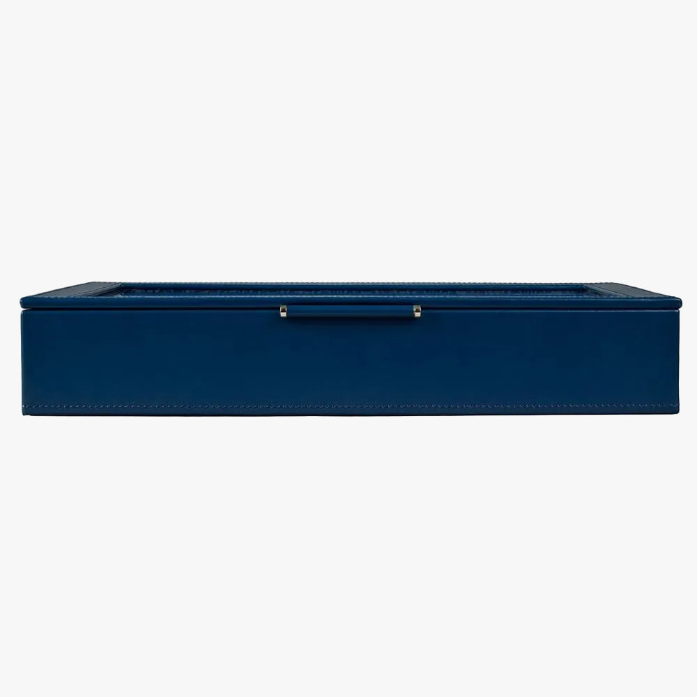 WOLF Sophia Blue Jewellery Box with Window & Floral Detail