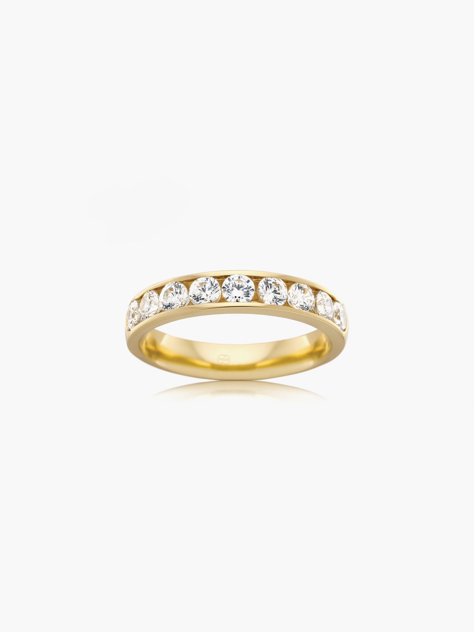 This wide diamond wedding ring features a bold band profile set with brilliant cut diamonds for striking yet refined brilliance. Each Orsini wedding ring is crafted to order, allowing you to personalise the design in your preferred metal, width, thickness, and finger size.