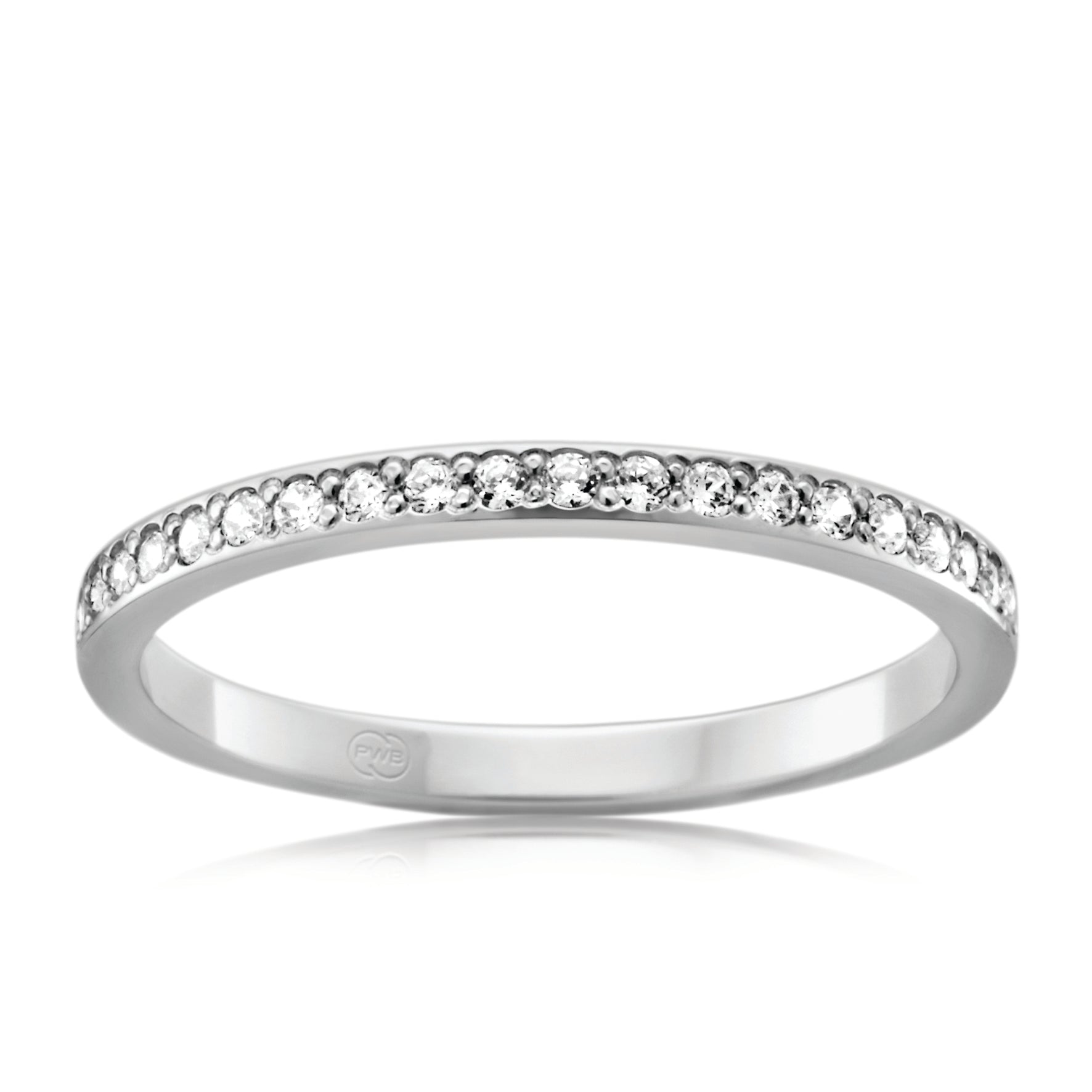 Women's Extra Small White Gold Bead Set Diamond Wedding Ring