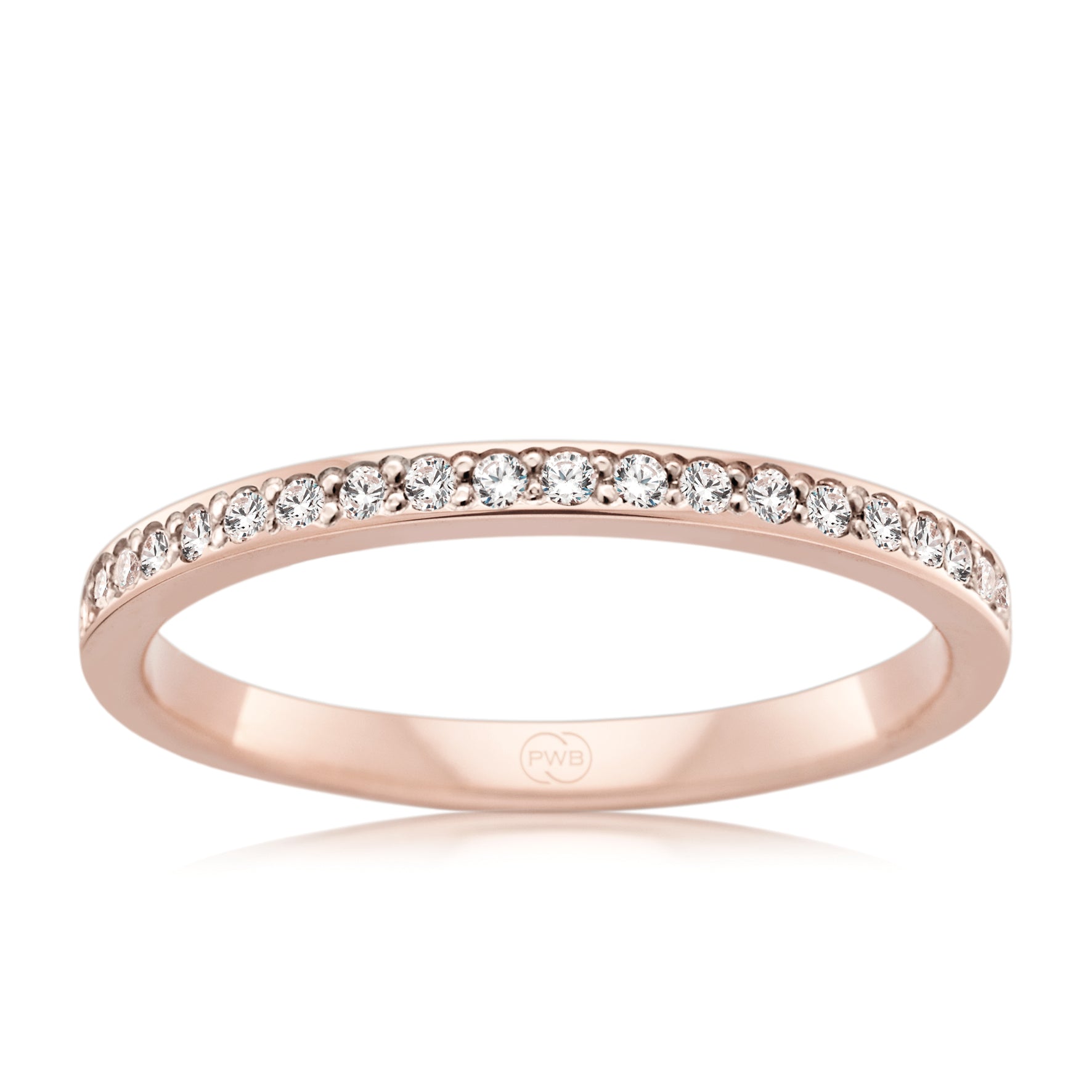 Women's Extra Small Rose Gold Bead Set Diamond Wedding Ring
