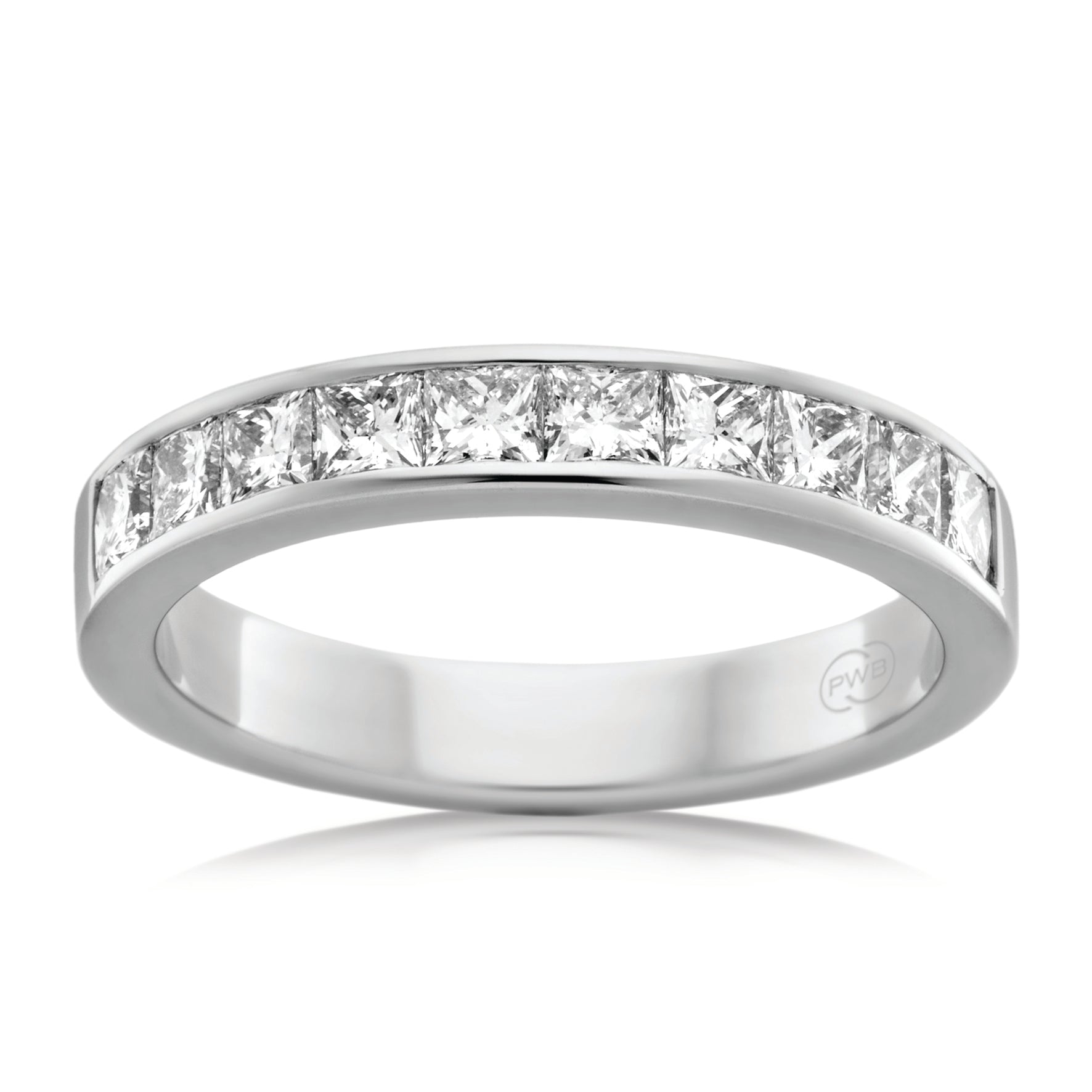Women's Large Princess Cut Diamond Wedding Ring in platinum or white gold