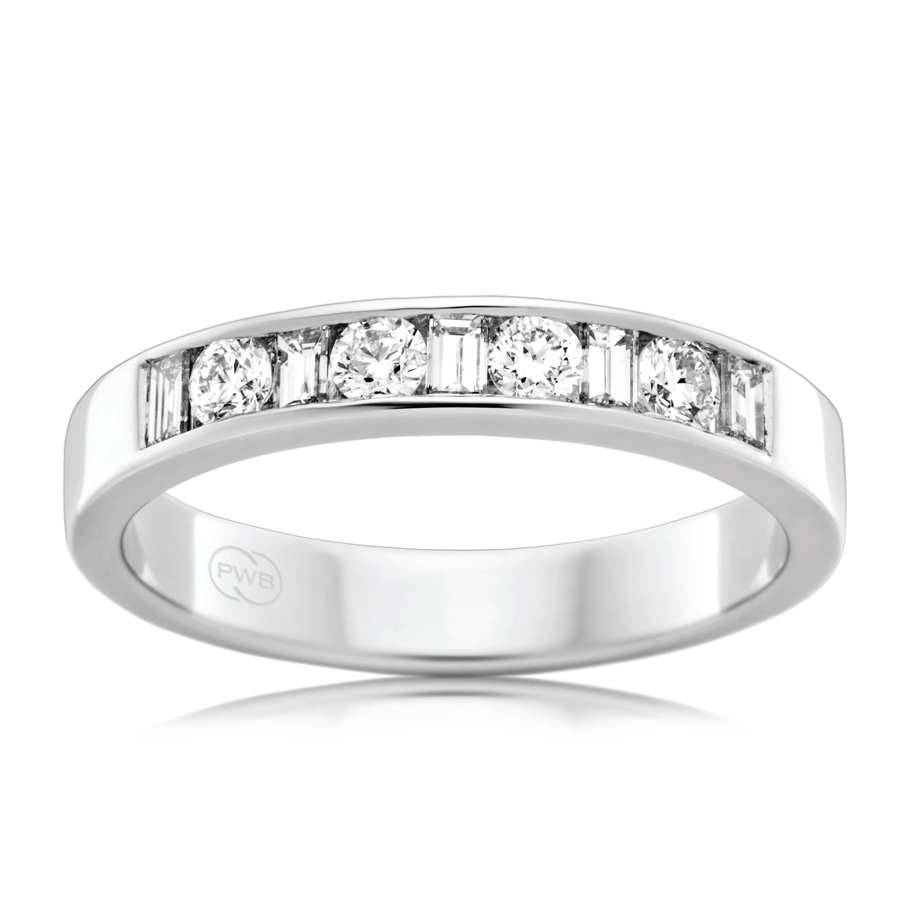 Women's Large White Gold Diamond Wedding Ring Square and round diamonds