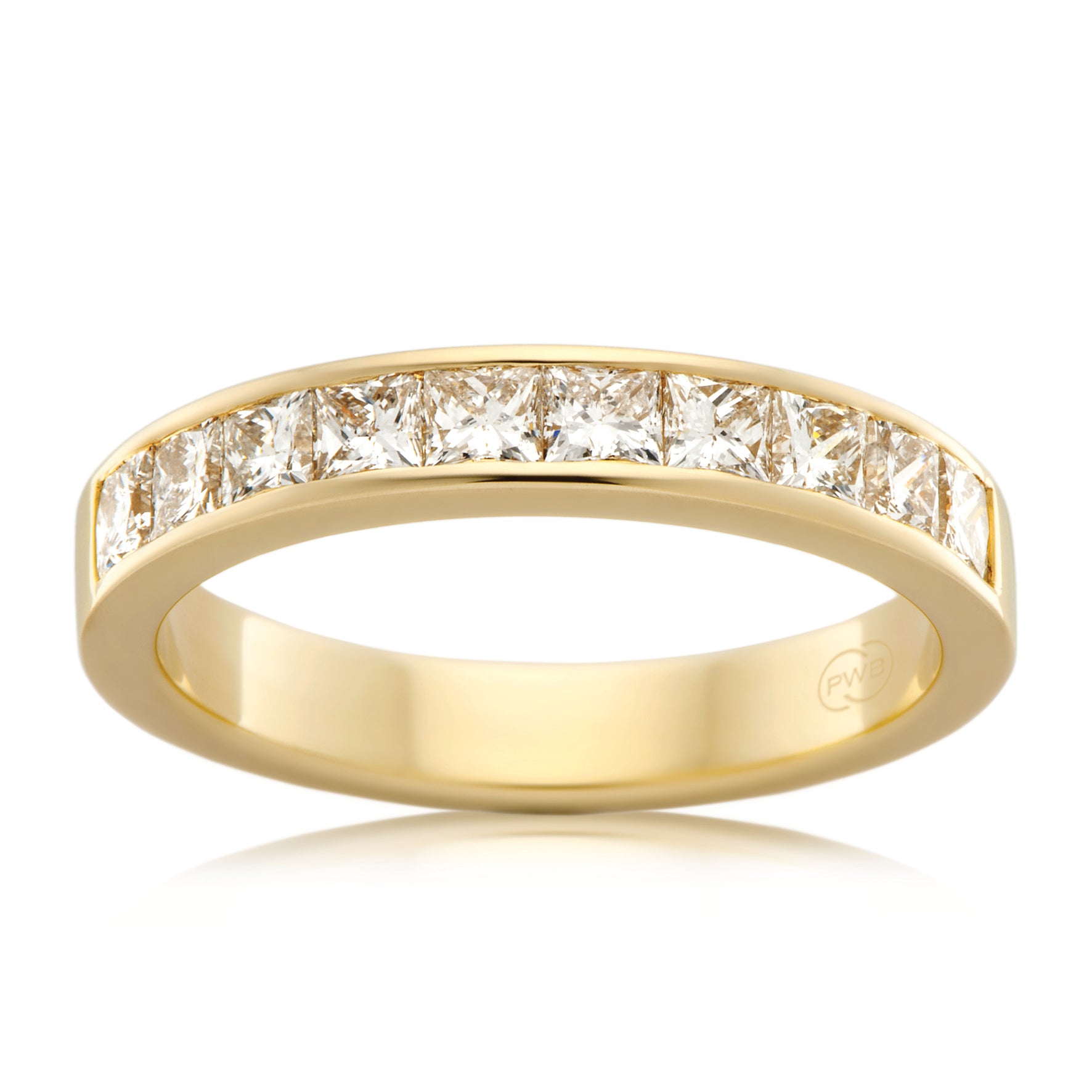 Women's Large Yellow Gold Princess Cut Diamond Wedding Ring