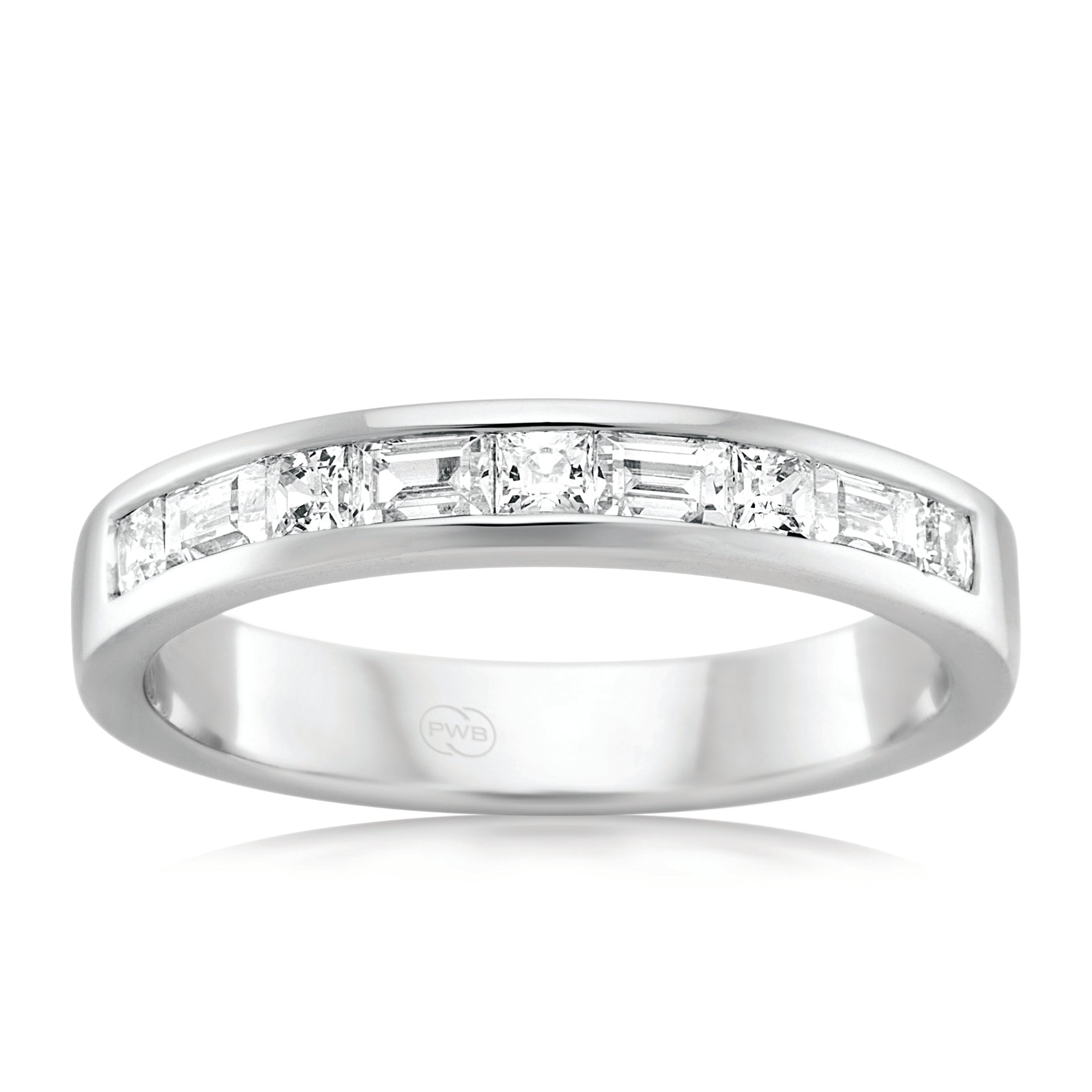 Women's Medium White Gold Alternate Diamond Wedding Ring