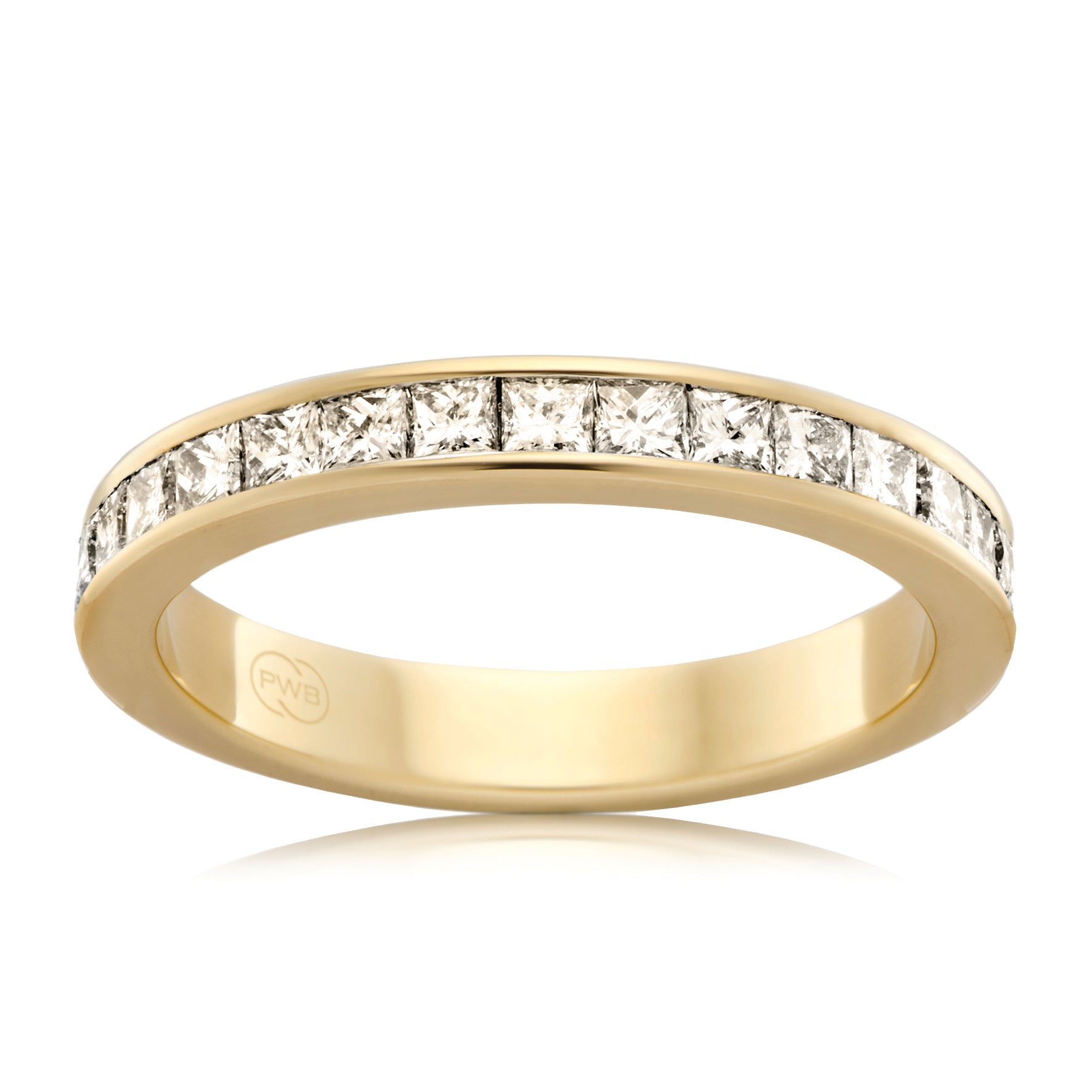 Women's Medium Yellow Gold Princess Cut Diamond Wedding Ring