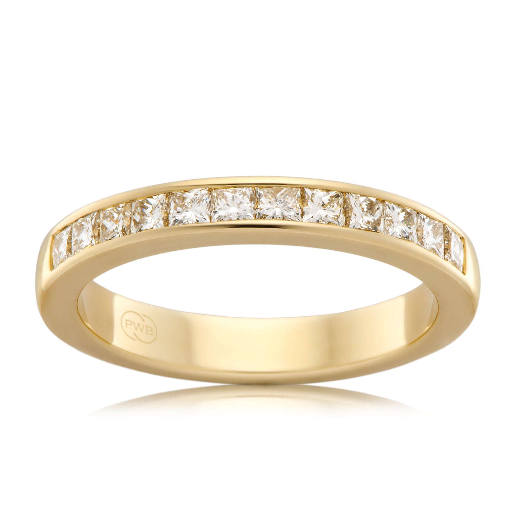 wedding ring with small square diamonds