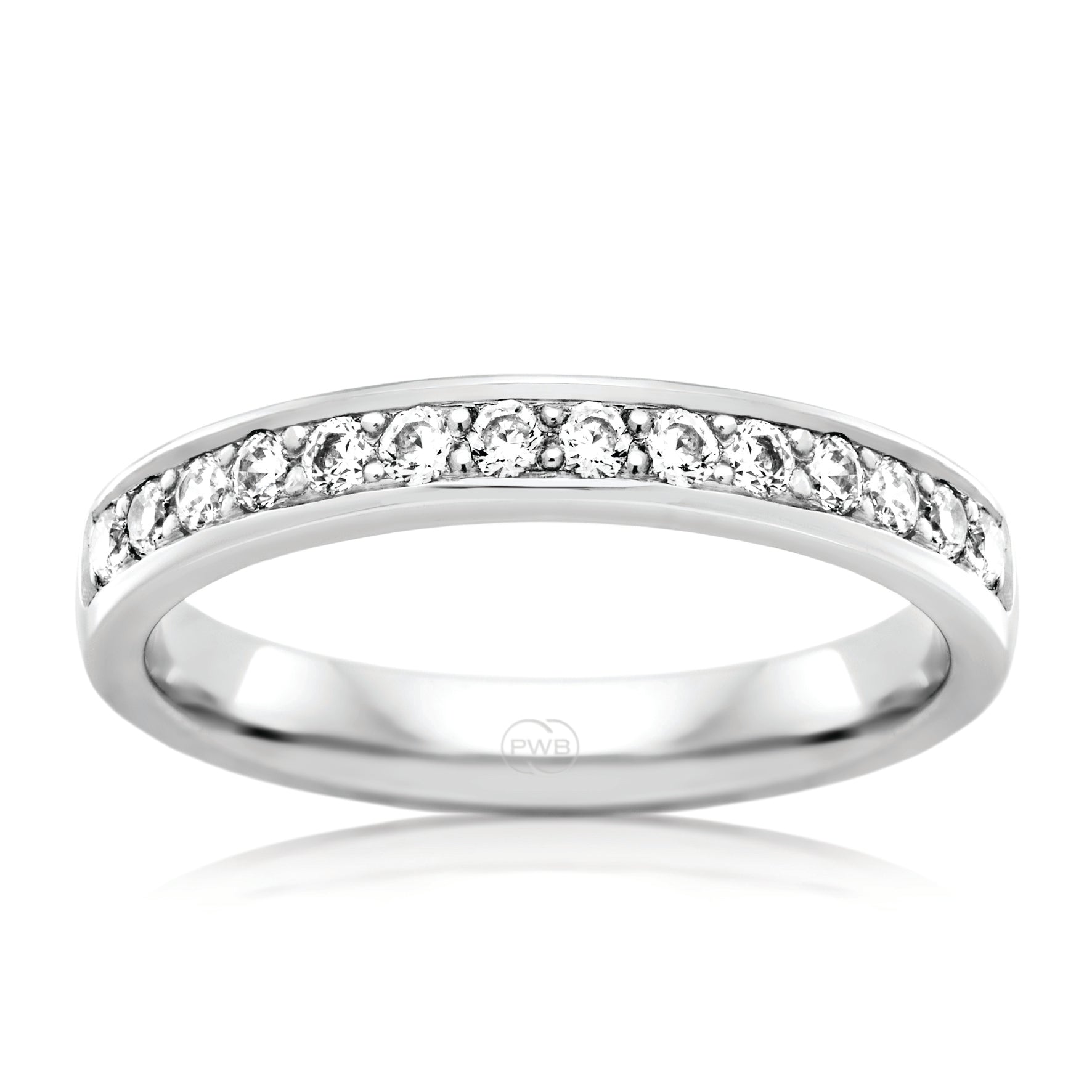 Women's Small White Gold Bead Set Diamond Wedding Ring