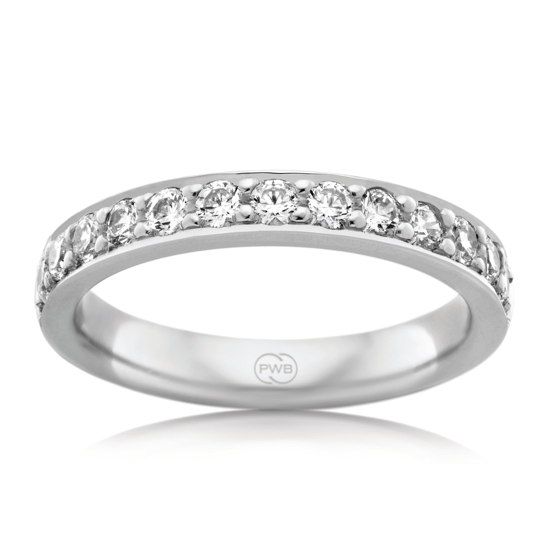 Women's Small Yellow Gold Bead Set Diamond Wedding Ring