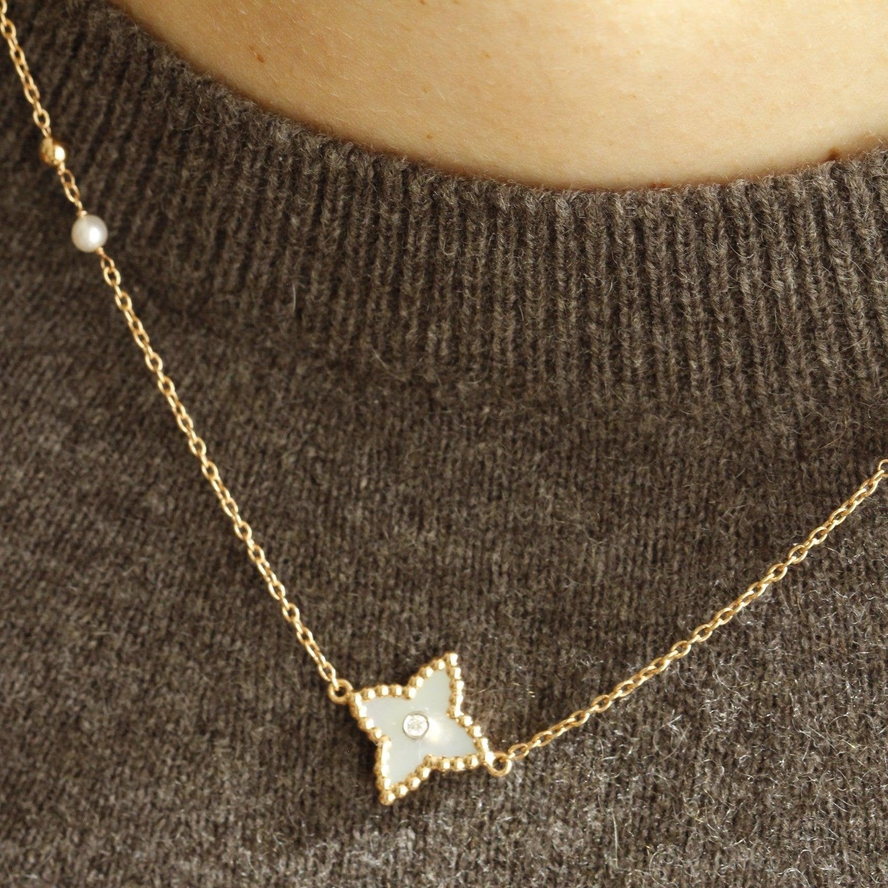 Al Coro Palladio Necklace with Mother of Pearl and diamond detail - Orsini Jewellers