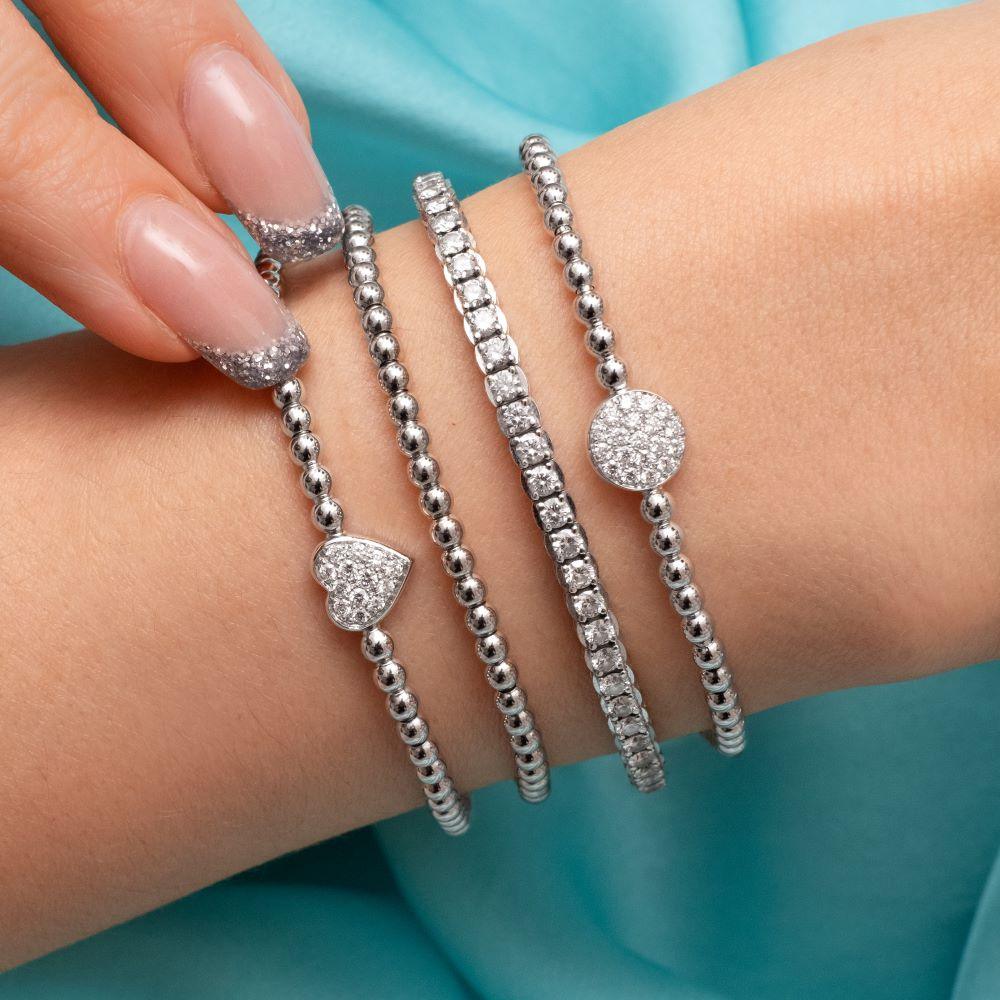 Al Coro Stretchy Bracelet in 18k White Gold with 66 Diamonds - Orsini Jewellers