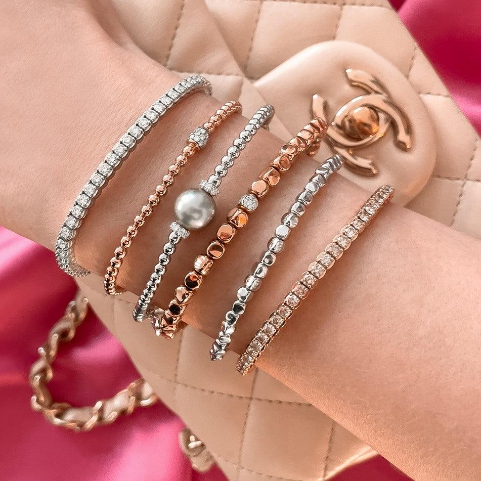 Al Coro Stretchy Bracelet in 18k White Gold with 66 Diamonds - Orsini Jewellers