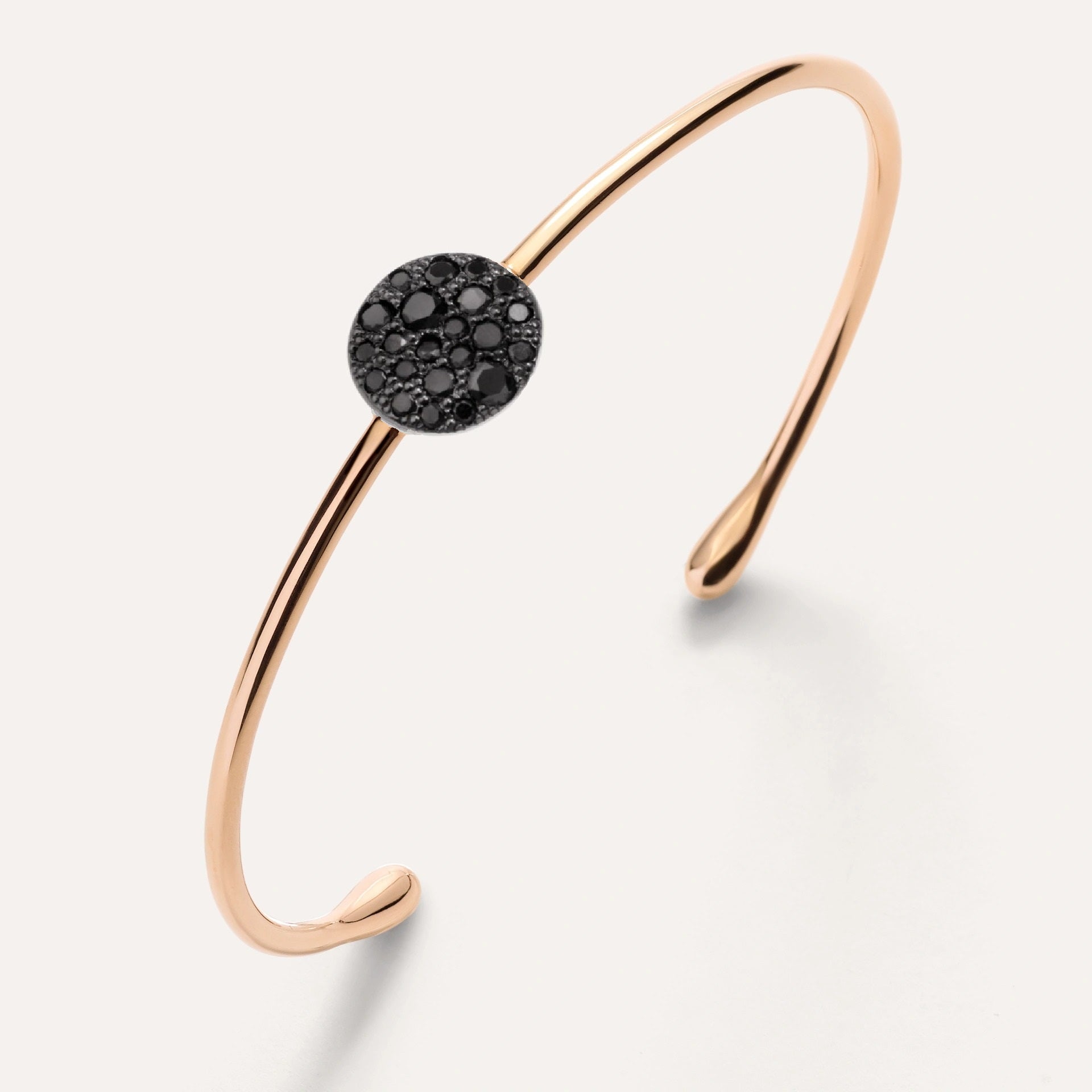 Pomellato Sabbia Bangle in 18k Rose Gold with Pave Black Diamonds - Orsini Jewellers