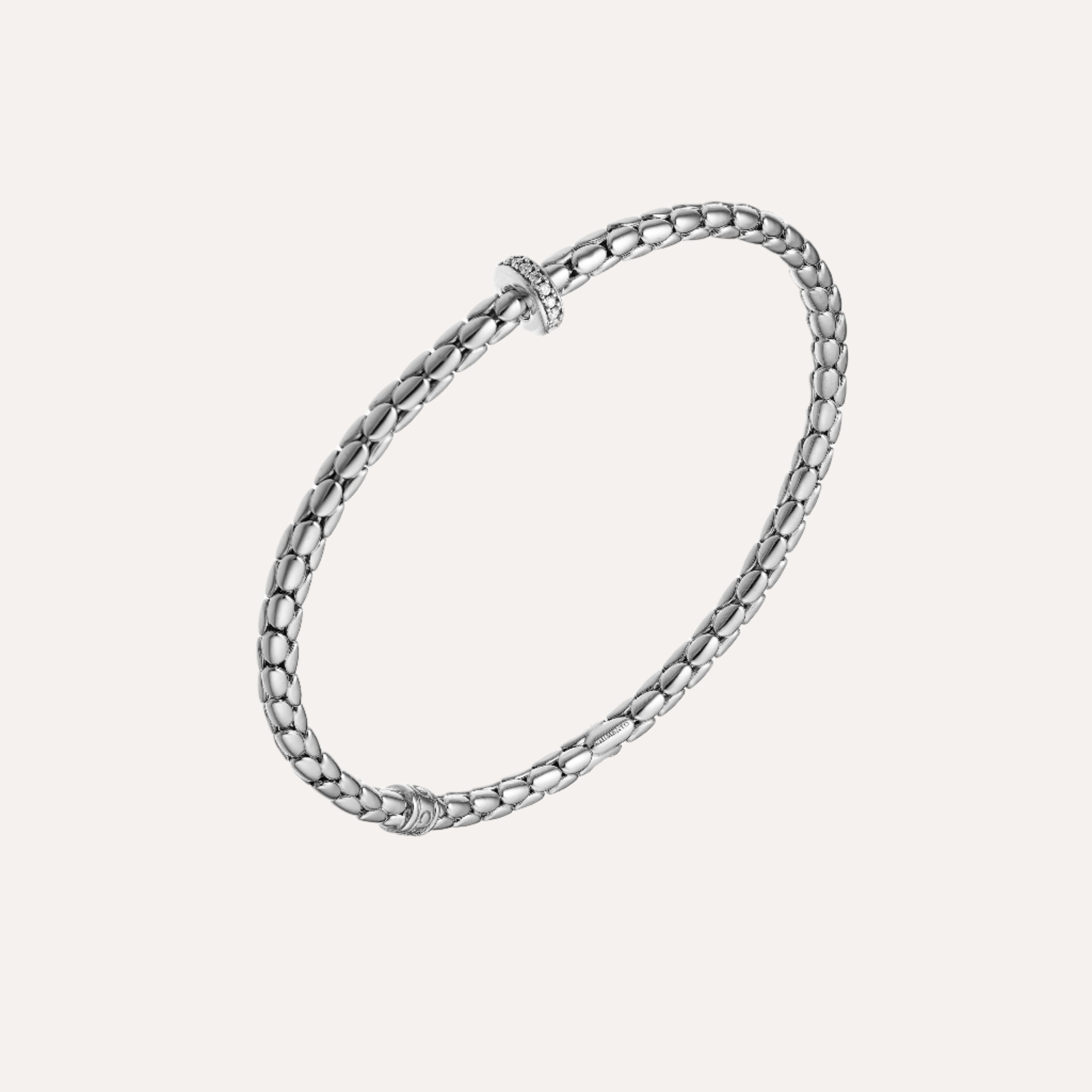 Chimento Stretch Spring Bracelet (Small, 1 Disc) in 18k White Gold with White Diamonds - Orsini Jewellers