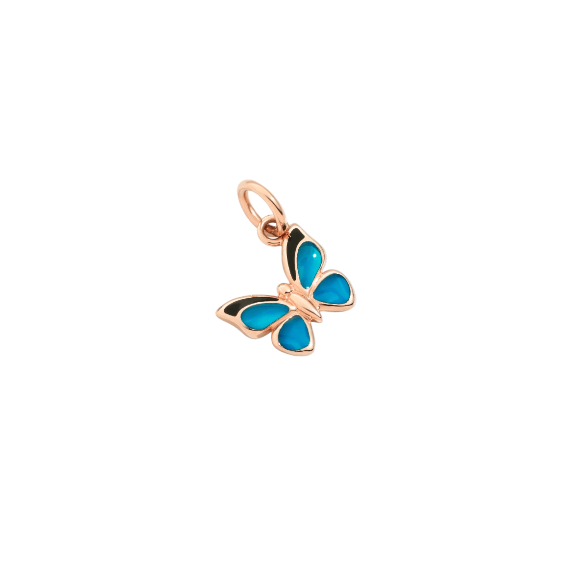 DoDo Charm BUTTERFLY 9k Rose Gold and Blue Cathedral Enamel - Orsini Jewellers