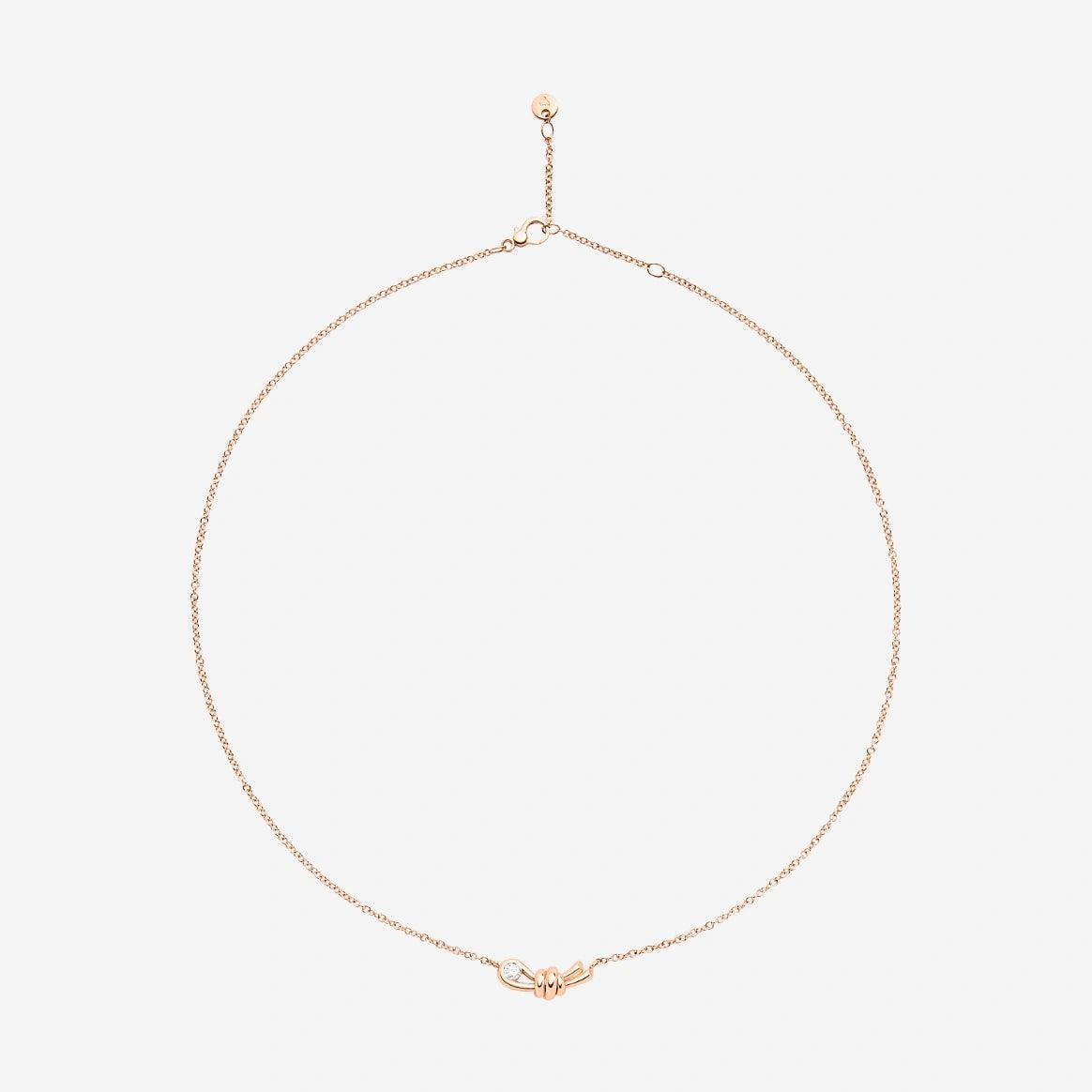 DoDo Necklace NODO Rose Gold with One White Diamond - Orsini Jewellers