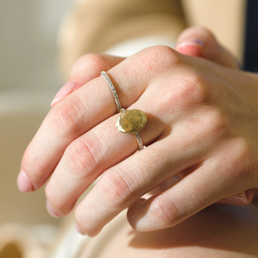 beautiful gold ball with silky hand etched texture handmade in italy