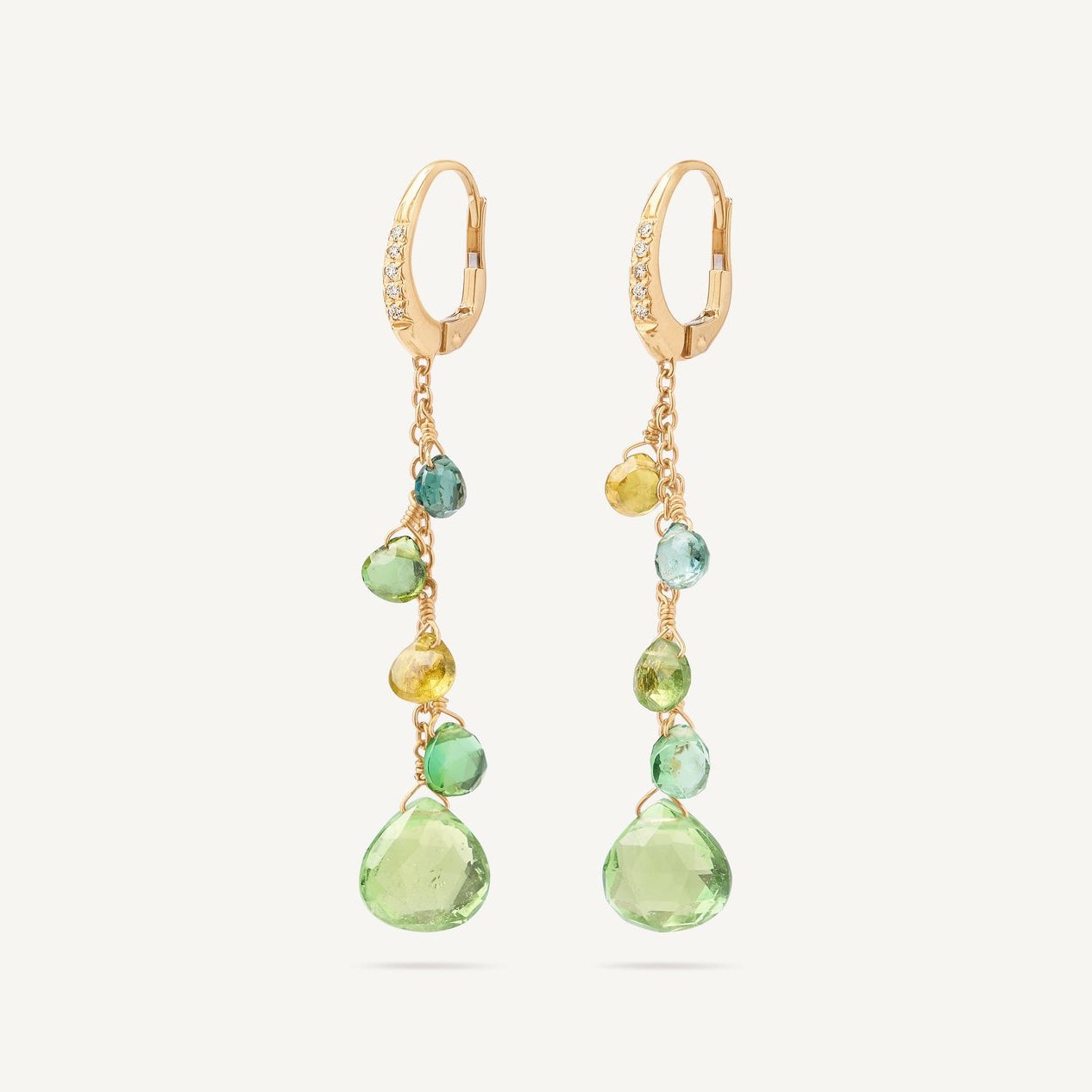 Marco Bicego 18k Gold Green Tourmaline Earrings with Diamond Accent - Orsini Jewellers
