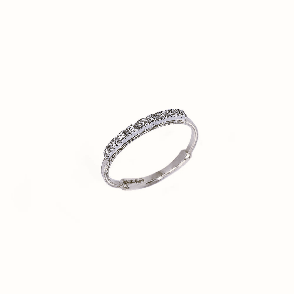 Marco bicego 18k white gold and diamond single strand goa ring