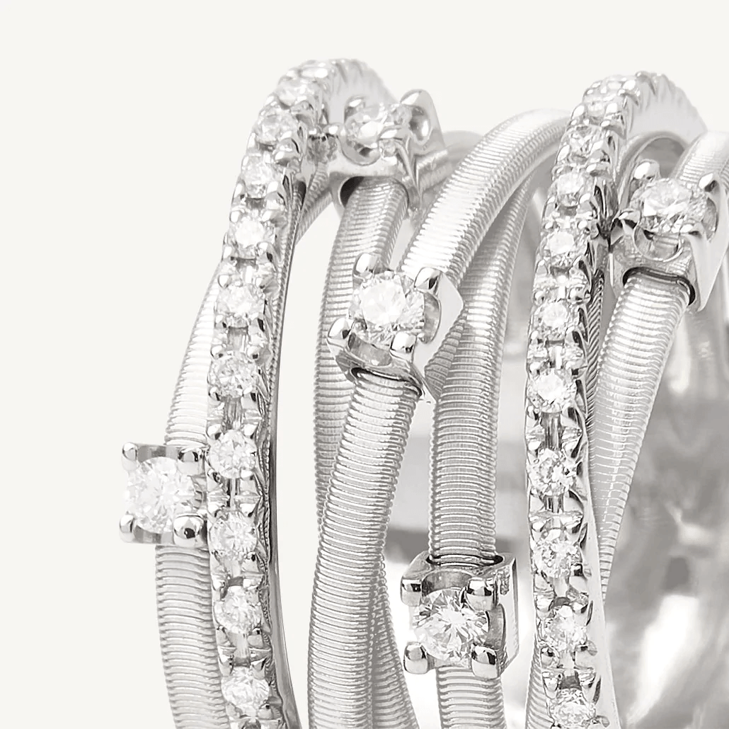 Marco Bicego Goa 18k White Gold Diamond Ring 7 Strand - Orsini Jewellers