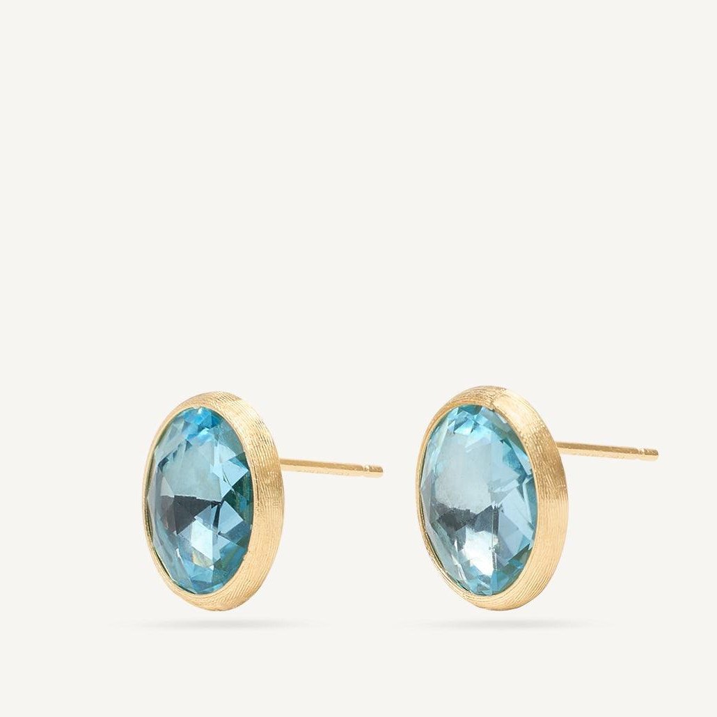 Marco Bicego Jaipur 18k Gold Sky Blue Stud Earrings - Large size - Orsini Jewellers