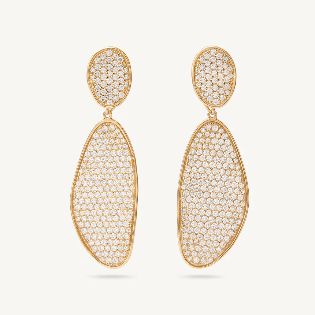 Marco Bicego Lunaria Double Drop 18k Gold and Diamond Earrings - Orsini Jewellers