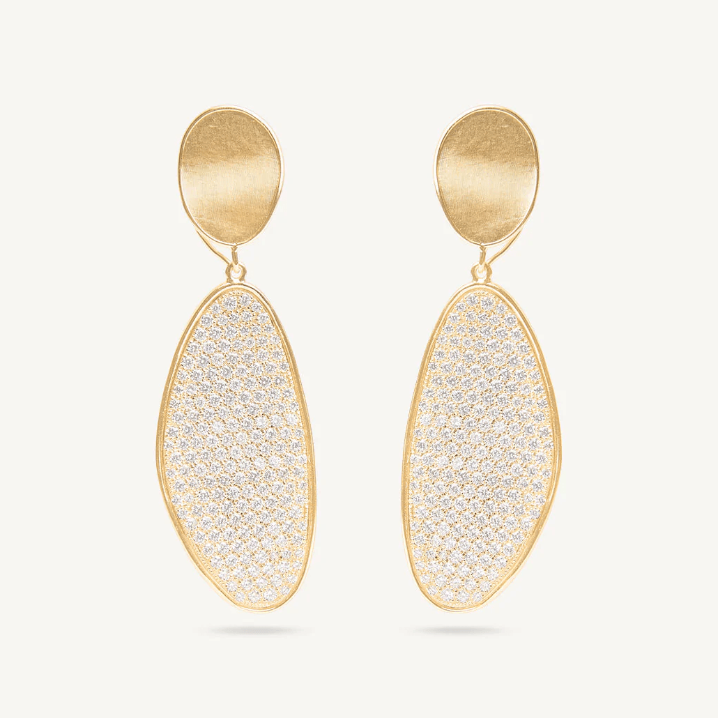 Marco Bicego Lunaria Double Drop 18k Gold and Diamond Earrings - Orsini Jewellers