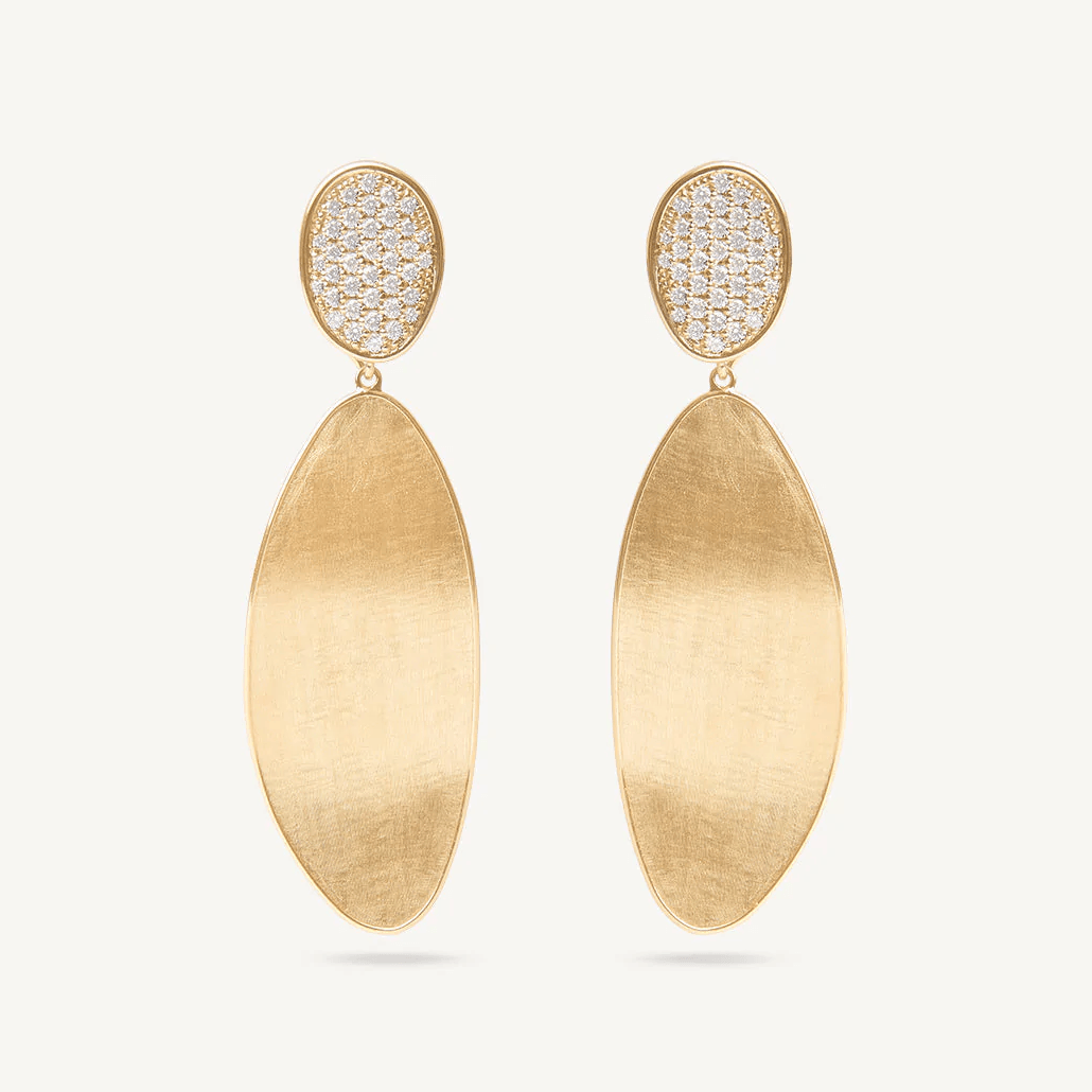 Marco Bicego Lunaria Double Drop 18k Gold and Diamond Earrings - Orsini Jewellers