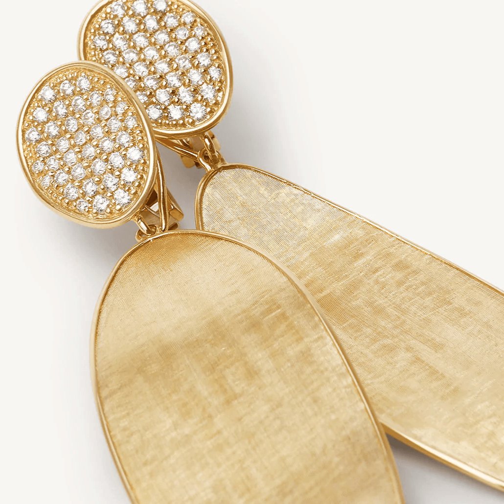 Marco Bicego Lunaria Double Drop 18k Gold and Diamond Earrings - Orsini Jewellers