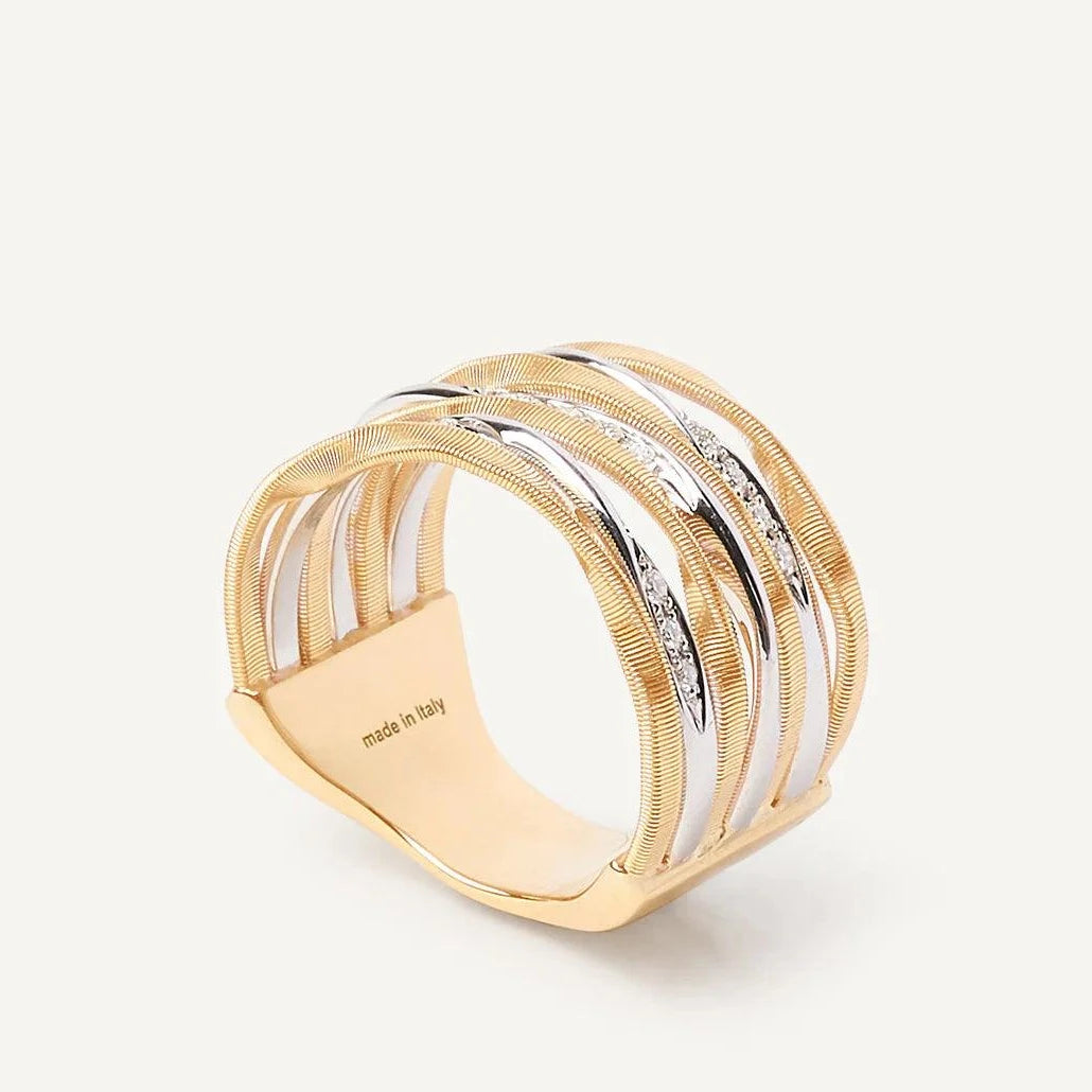 Marco Bicego Marrakech Onde Ring 7-strand 18k Gold with Diamonds - Orsini Jewellers