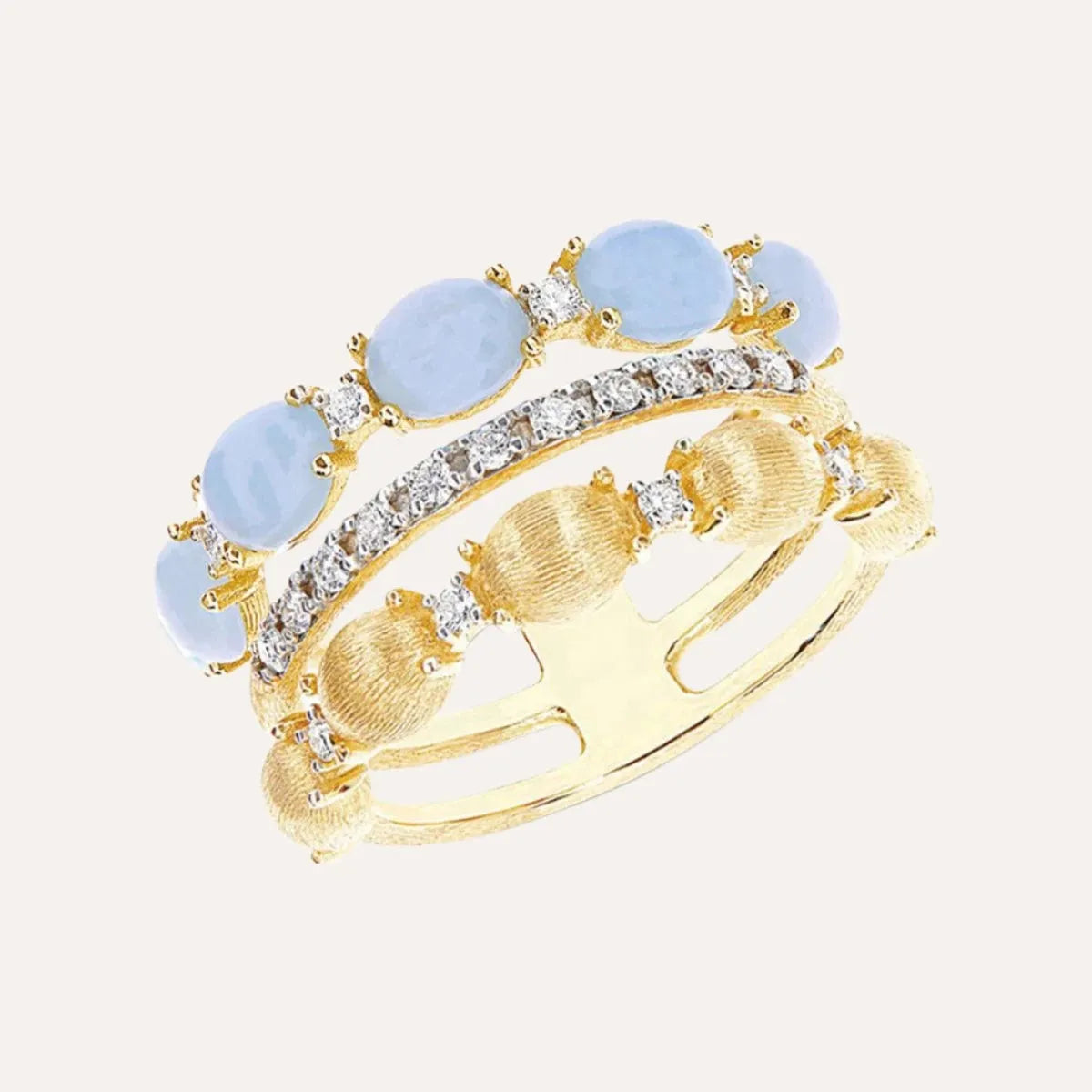 Nanis Azure Gold, Aquamarine and Diamond Triple-Band Ring - Orsini Jewellers