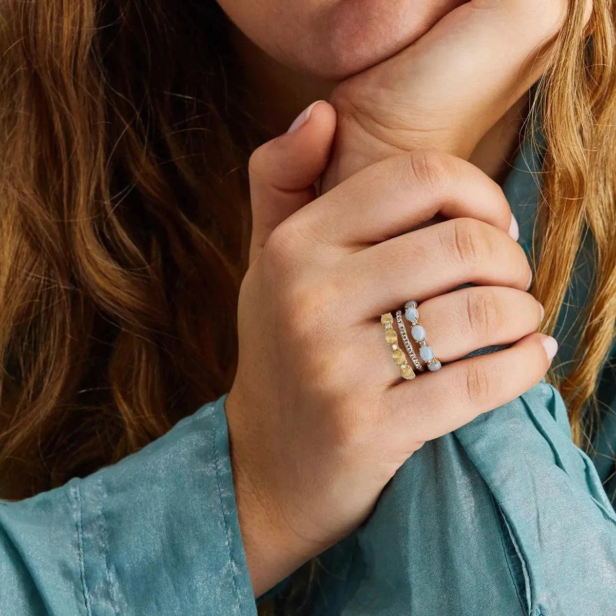 Nanis Azure Gold, Aquamarine and Diamond Triple-Band Ring - Orsini Jewellers