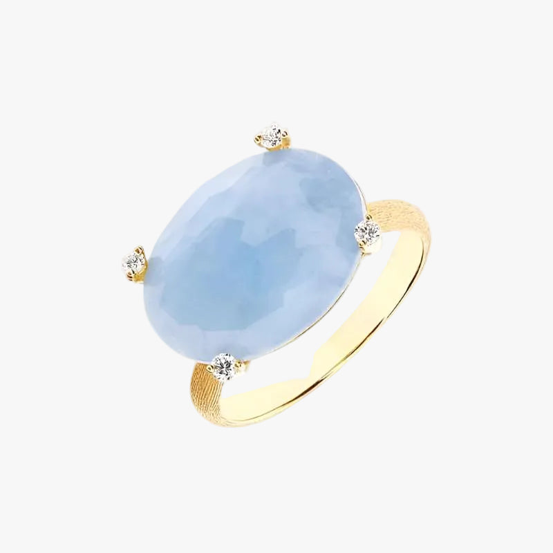 Nanis Ipanema Aquamarine Gold Ring with Diamond Detail - Orsini Jewellers