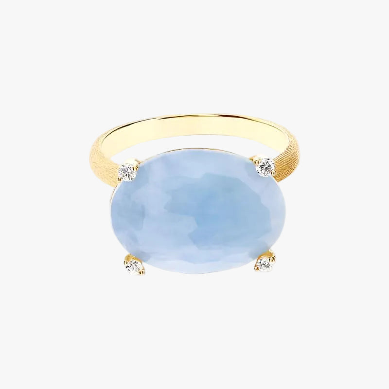 Nanis Ipanema Aquamarine Gold Ring with Diamond Detail - Orsini Jewellers