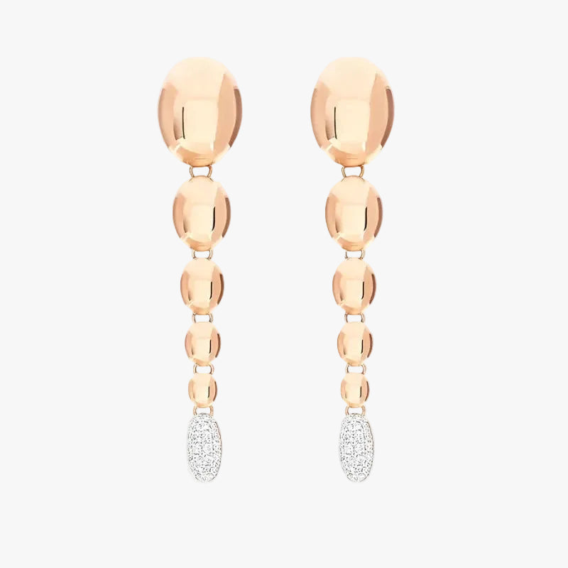 Nanis Ivy Rose Gold Boules and Diamonds Pendant Dangle Earrings - Orsini Jewellers