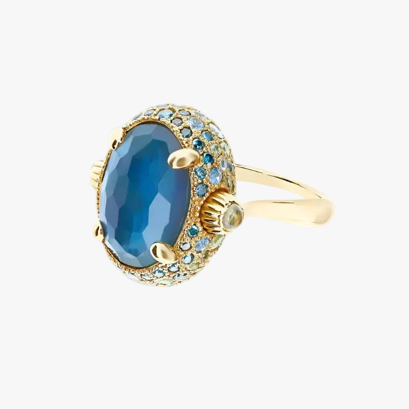 Nanis London Blue Topaz and Blue Diamond Double Face Ring (Large) - Orsini Jewellers