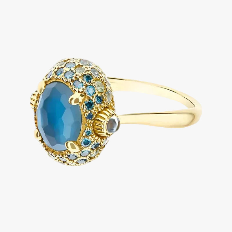 Nanis London Blue Topaz and Blue Diamond Double Face Ring (Medium) - Orsini Jewellers