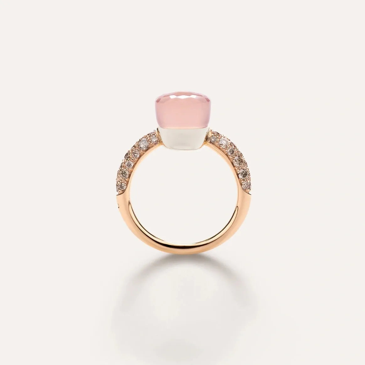 Pomellato Nudo Classic Ring 18k Gold Rose Quartz, Chalcedony & Brown Diamonds - Orsini Jewellers