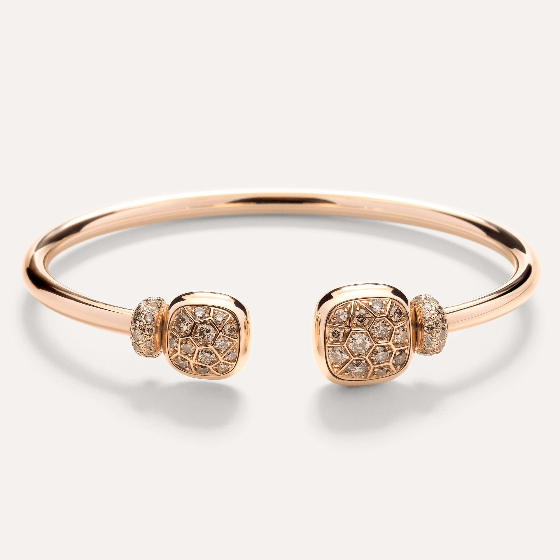 Pomellato Nudo Cuff Bangle in 18 Rose Gold with Brown Diamond and White Topaz - Orsini Jewellers