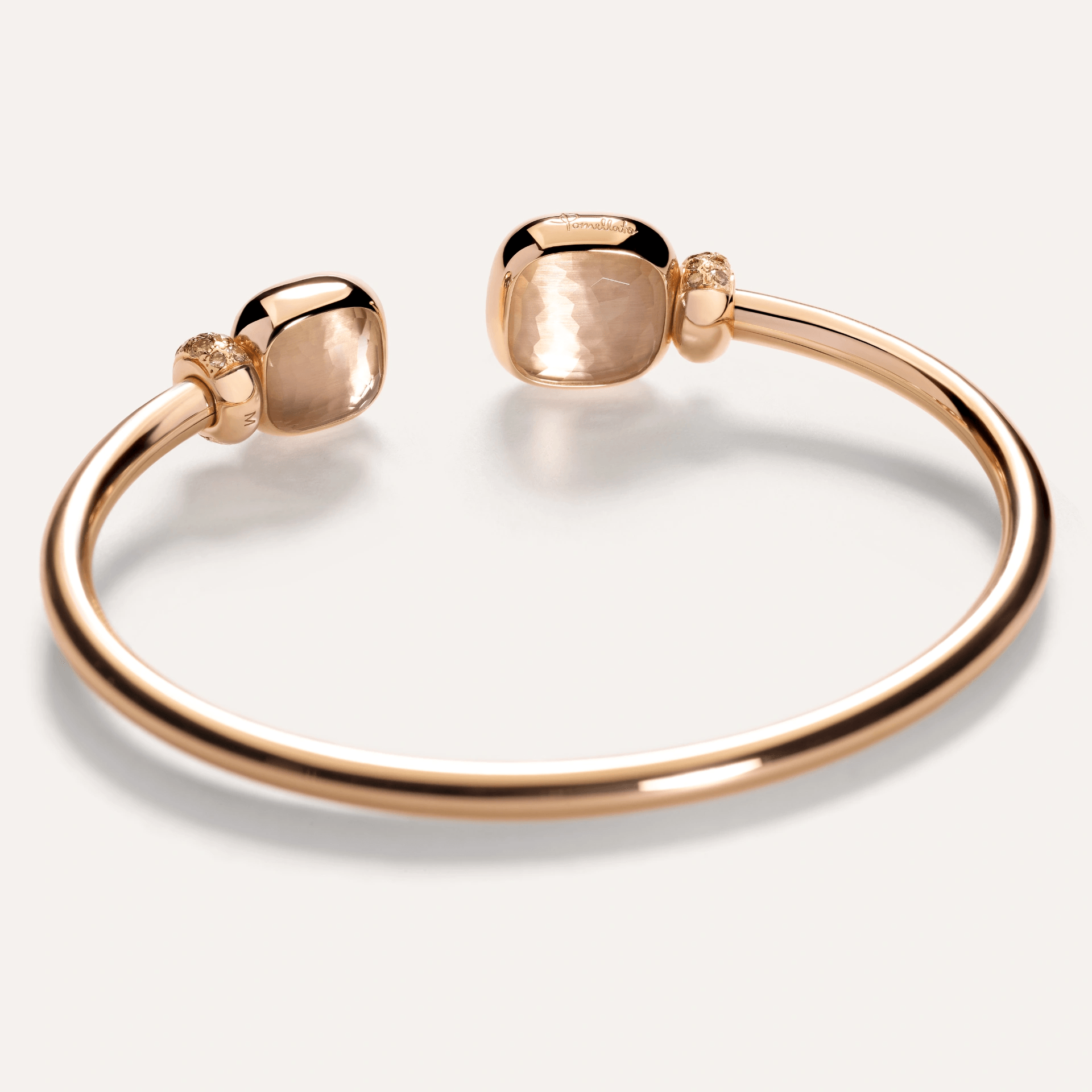 Pomellato Nudo Cuff Bangle in 18 Rose Gold with Brown Diamond and White Topaz - Orsini Jewellers