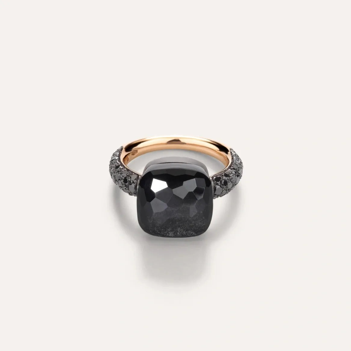 Pomellato Nudo Maxi Ring 18k Gold with Obsidian and Black Diamonds - Orsini Jewellers