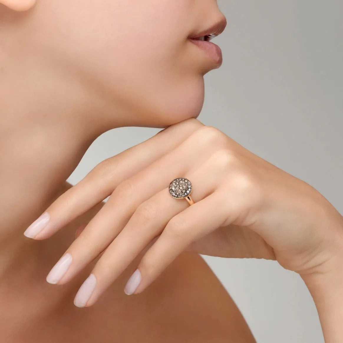 Pomellato Sabbia Ring in 18k Rose Gold with Brown Diamonds large - Orsini Jewellers